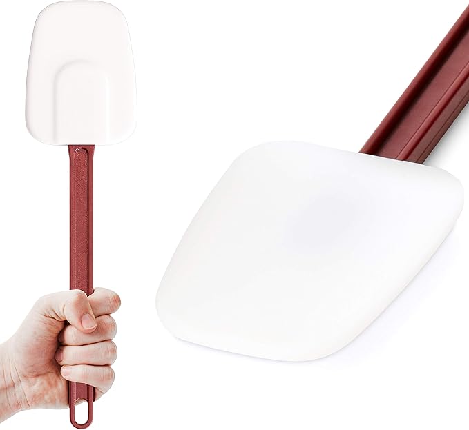 Pro Grade, Heavy Duty 14 In Silicone Spoonula. Long, Heat Resistant Scraper Perfect for Nonstick Cookware. Best Red and White Spoon Spatulas for Making Cake. Great Non Scratch Spatula Accessory
