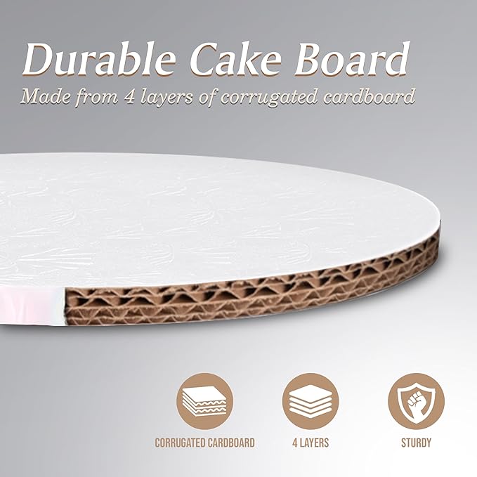 Cakebon Cake Boards - Sturdy 1/2 Thick Drums - 12 Inch Professional Smooth Straight Edges White 1-Pack