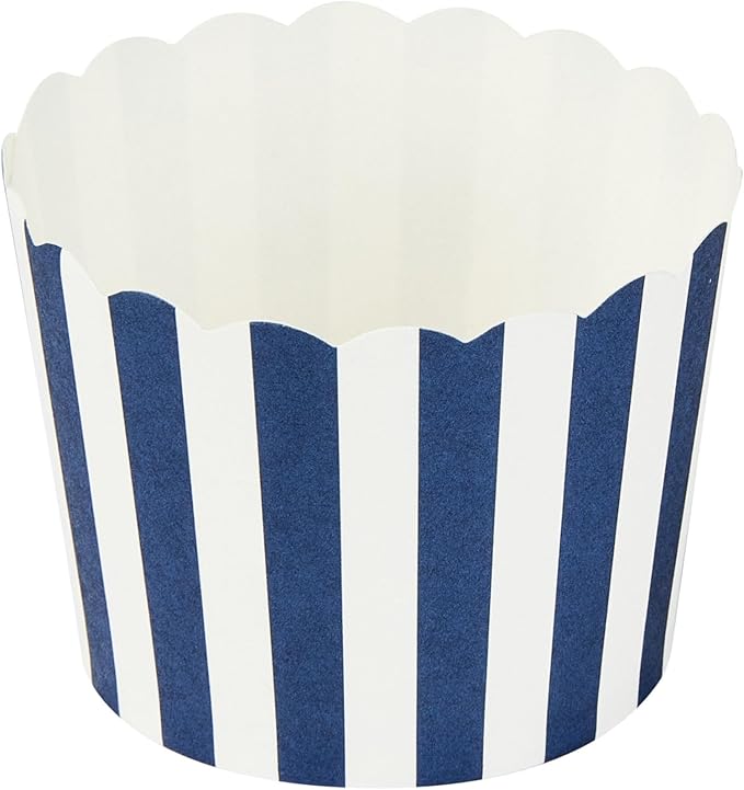 Panificio 3 Ounce Cupcake Wrappers, 200 Scalloped Baking Cups - Oven-Ready, Greaseproof, Blue Striped Paper Cupcake Liners, Disposable, For Birthdays, Baby Showers, Or Weddings - Restaurantware