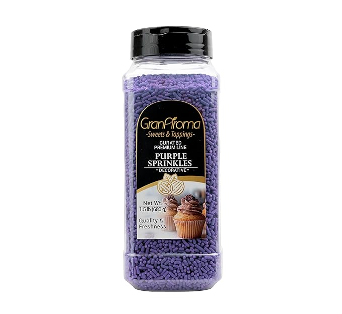 GranAroma Purple Sprinkles, Decorative, Soft, Cakes & Cupcakes (1.5 Pound)