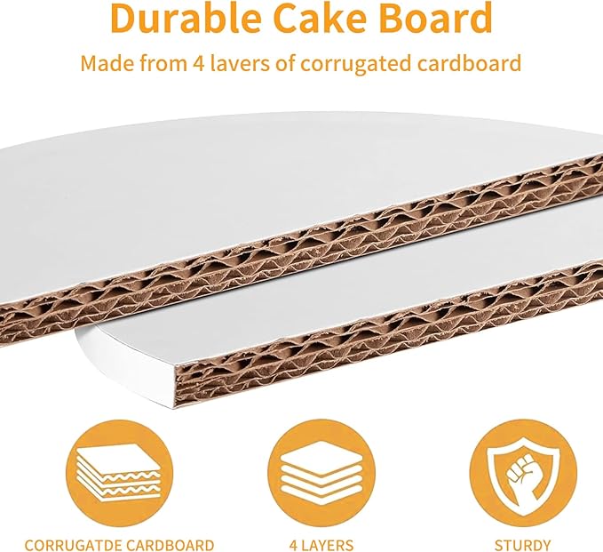 8Pcs Cake Boards 8 Inch Round,White Sturdy 1/2 Inch Cake Drum,8 Inch Cake Boards,Disposable Cake Plates,Corrugated Cake Base Cake Drums for Father's Day