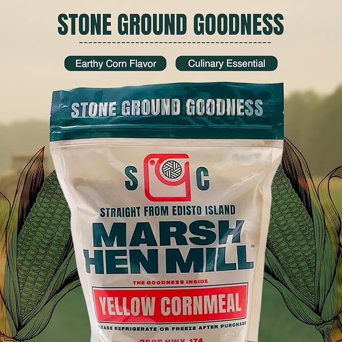 Marsh Hen Mill Stone Ground Yellow Cornmeal | Premium Heirloom Corn Flour | All Purpose Flour For Baking & Cooking | Consistent Results | Grown on Family Farm | Organic Cornmeal | 24 Oz Pack