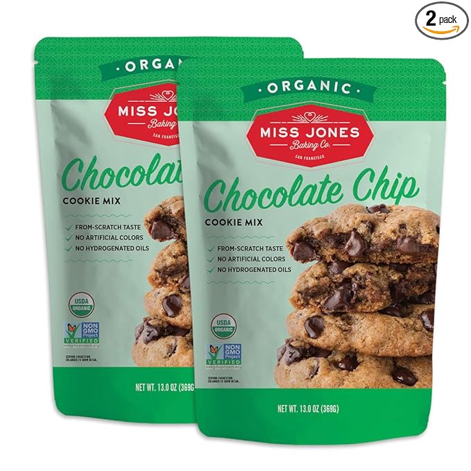 Miss Jones Baking Organic Cookie Mix, Non-GMO, Vegan-Friendly, Packed with Morsels: Sea Salt Chocolate Chip (Pack of 2)