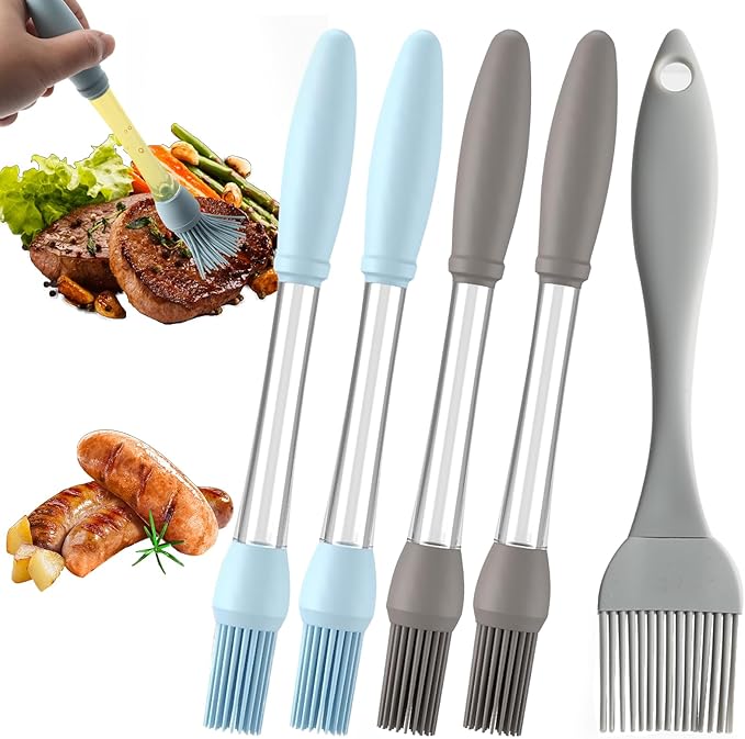 Basting Brush for Cooking, 4 Pack Silicone Oil Brush Basting Brush for Cooking, Silicone Heat Resistant Pastry Brushes, Food Brush for Baking Cooking Kitchen Gadget Home Outdoor Use