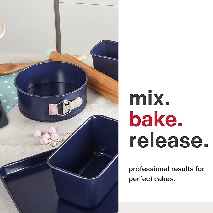 Zyliss E980194 Non-Stick Springform Cake Tin | 23cm/9in | Carbon Steel | Dark Blue | Baking Tin/Bakeware/Cake Mould | Dishwasher Safe | 5 Year Guarantee