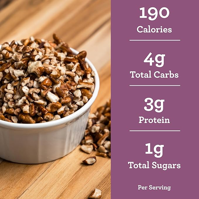 HUDSON PECAN COMPANY | Fresh Chopped Georgia Pecans | Local, All-Natural & Kosher, Heart-Healthy | Crunchy Nuts Perfect for Baking, Cooking, Salads & Desserts, 12 oz Resealable Bag