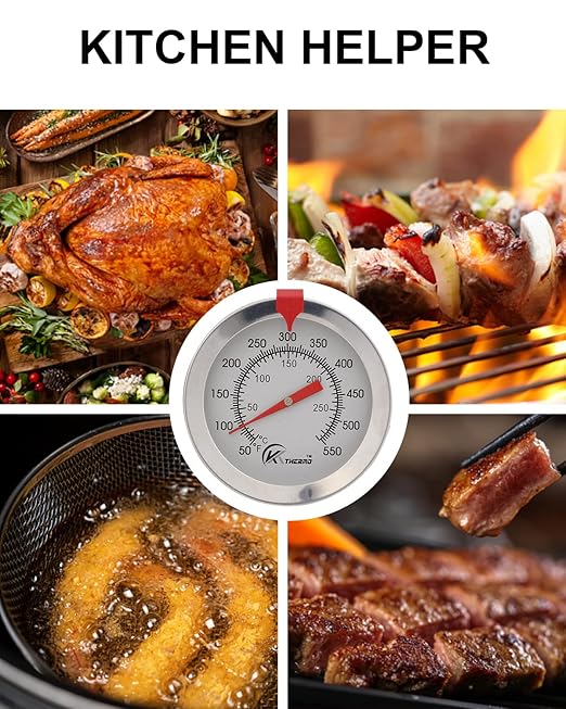 KT THERMO Candy/Deep Fry Thermometer with Instant Read,Oil Thermometer(2-Pack),8" Stainless Steel Stem Meat Cooking Thermometer,Best for Turkey,BBQ,Grill
