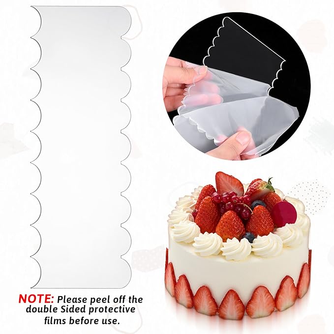 4pcs Acrylic Cake Scrapers Clear Cake Combs Icing Frosting Buttercream Edge Smoother Large Clear Acrylic Scraper for Icing Perfect for Butter Cream Frosting Decorating