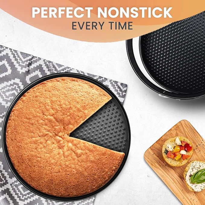 RFAQK 10 Inch Nonstick Springform Pan with Removable Bottom - LeakProof Cheesecake Pans with 30PCs Parchment Papers & Bonus Recipe e-Book - Perfect Baking Every Time