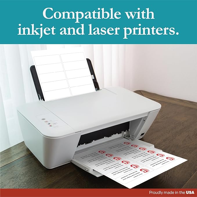 Premium Label Supply White Sticker Address Labels – 4" x 1.5" – Laser/Inkjet Compatible – (12 per Sheet), 25 Sheets – 300 Total Adhesive Labels