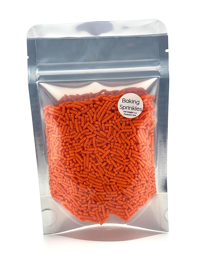 Orange Sprinkles for Baking Cakes, Cupcakes, Cookie Decorations, Ice Cream and Donut Toppings Edible Decorating Baking Supplies - 4 oz package (Orange)