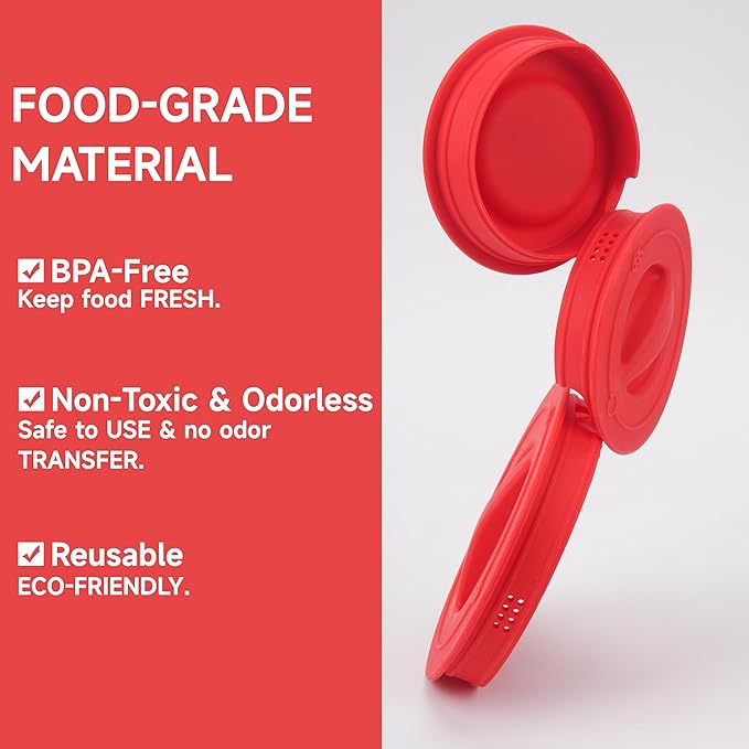 Silicone Lids Fits 1 Cup & 2 Cup & 4 Cup Pyrex Tempered Glass Liquid Measuring Cups, Food-Grade Silicone Replacement Lid, Red, Microwave & Dishwasher Safe - 3 Pack, Lid Only