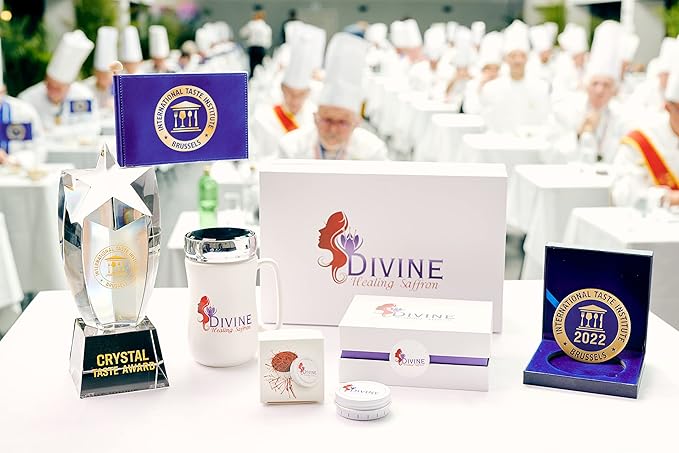 Divine Saffron gift box Award Winner Finest Pure Premium All Red Saffron Threads, Grade A+ Royal Super Negin Non-GMO Verified. For Tea, Paella, Rice, Desserts, Golden Milk and Risotto (5 Grams)