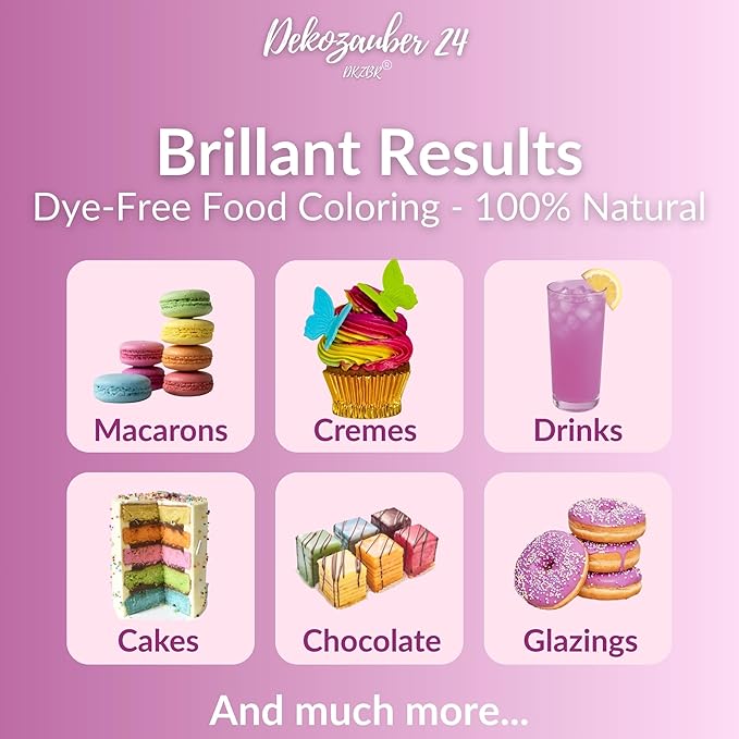 Dekozauber24 Natural purple food coloring, 0.35oz edible powder, dye free, vegan, plant based and gluten free color for baking