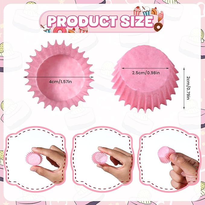 1000pcs Mini Cupcake Liners for Baking 1inch Muffin Liners Small Truffles Chocolate Cupcake Wrappers Small Candy Paper Cup Making Supplies for Wedding Birthday Holiday Party Baby Shower,Pink