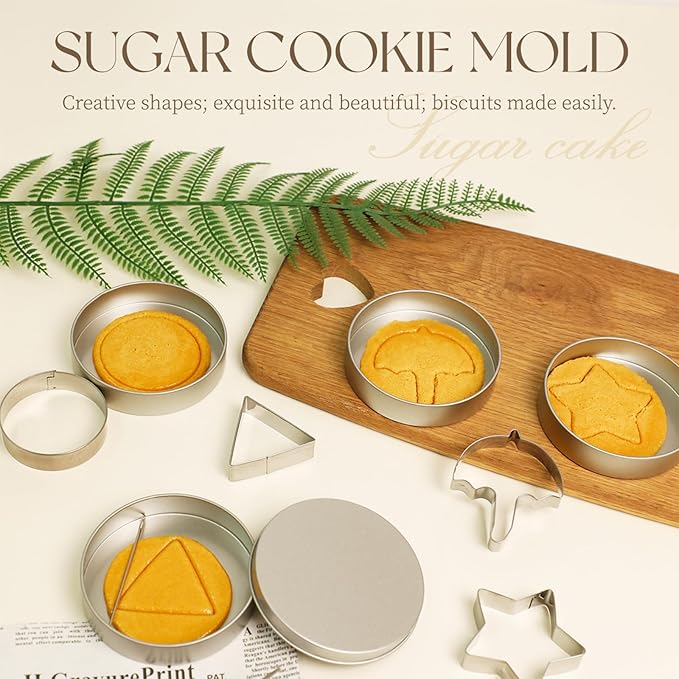 Dalgona Candy Mold Kit | Stainless Steel Cookie Cutters Biscuit Mold,Chocolate Mold,Cookie Cutter,Sugar Biscuit Kit, DIY Sugar Cookie Mold Set for Halloween Party, Korean Drama Baking Supplie (6 Set)