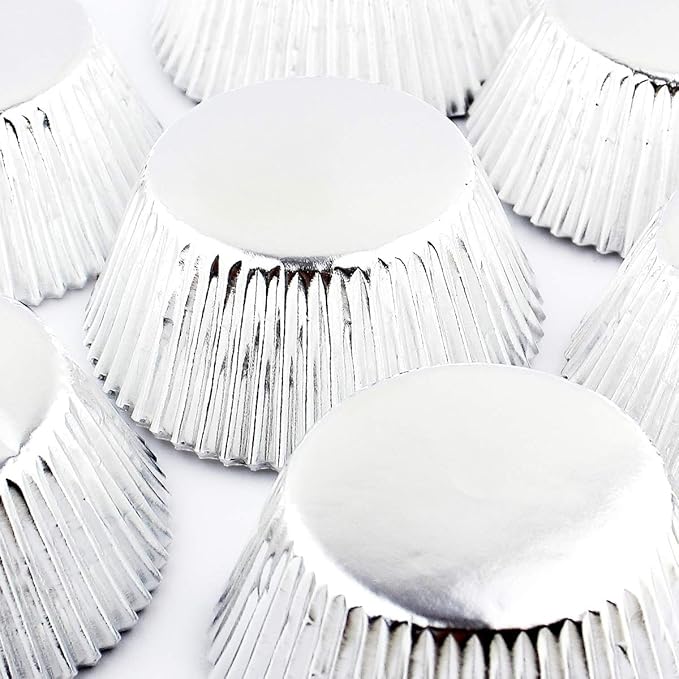 Eoonfirst Silver Foil Cupcake Case Liners Baking Muffin Paper Cups 200 Pcs