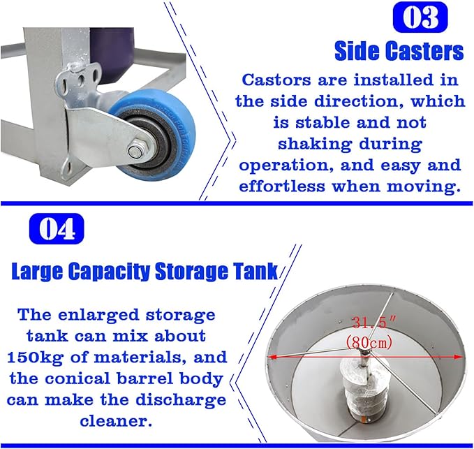 330Lbs SS Feed Mixer Granular Plastic Mixer Household Farm Equipment Mixing Machines 110V 3KW