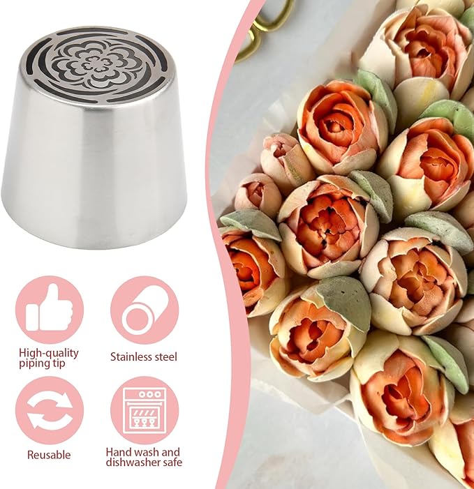 Extra Large Russian Piping Tips for Marshmallows Stainless Steel Flower Frosting Nozzles many styles Cake Decorating Baking tool for Buttercream, Cupcakes Cookies(SL47)