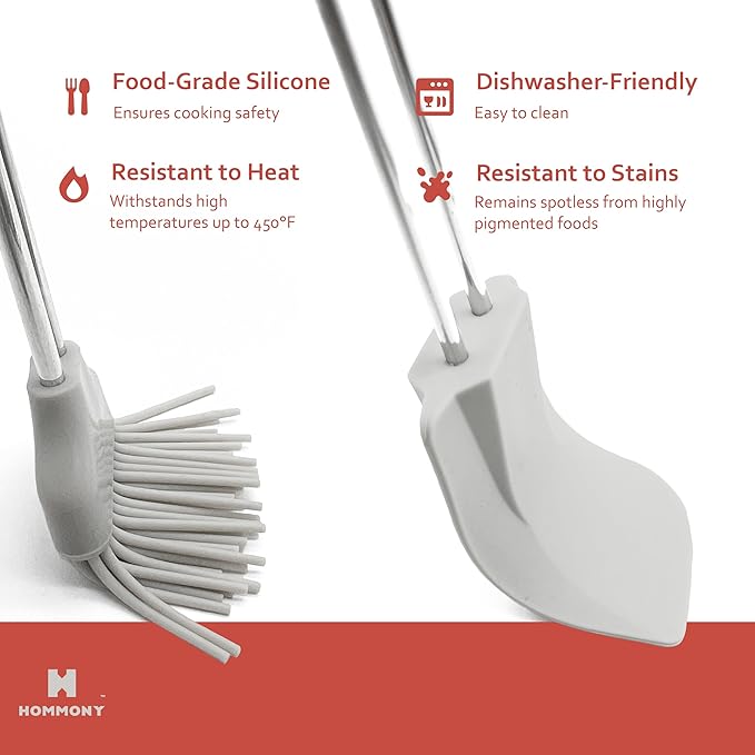 Rotary Egg Beater 12", Stainless Steel Baking Set with Silicone Spatula and Basting Pastry Brush