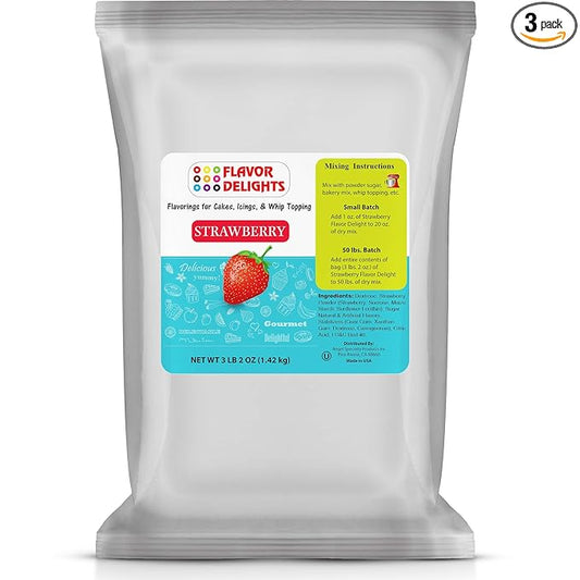 Flavor Delights by Angel Specialty Products: Flavored Powder Bakery Mix > Passion Fruit, Pistachio, Pumpkin Pie, Strawberry (Strawberry, 3 Pound Bag)