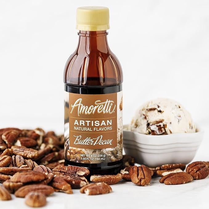 Amoretti - Natural Butter Pecan Artisan Flavor Paste, 2.2 lbs, Perfect For Ice Cream, Beverages, Cakes, and more, Preservative Free, Vegan, Gluten Free, No Artificial Sweeteners, Highly Concentrated