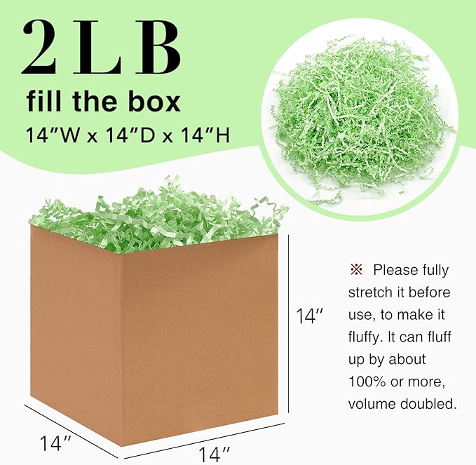 Corlcol 2LB Crinkle Cut Paper Shred Filler for Bag Gift Box Basket Easter Grass Decorations(Light Blue)