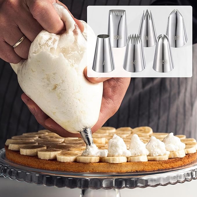 6 Pcs Large Piping Tips Set,Stainless Steel Cake Decorating Tips Frosting Tip Icing Tip for Cake Decorating,Pastry,Cupcakes,Cookie