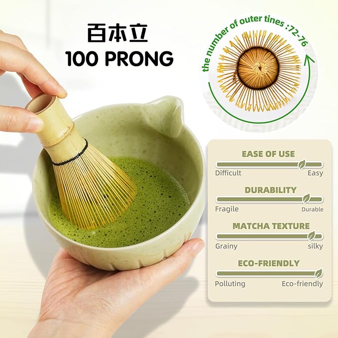 Matcha Whisk Set - 8PCS Japanese Tea Set Includes Matcha Bowl, Bamboo Whisk with Ceramic Holder, Bamboo Scoop, stainless steel sifter, tea towel, handle scoop,Matcha Kit for Ceremony(Pink/8PC)