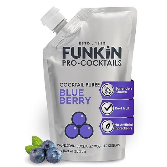 Funkin Fruit Puree | Real Fruit, Simple Ingredient, Natural Mixer for Cocktails, Drinks, Smoothies | Vegan, Non-GMO, Gluten-Free (2.2 lbs) (Blueberry)