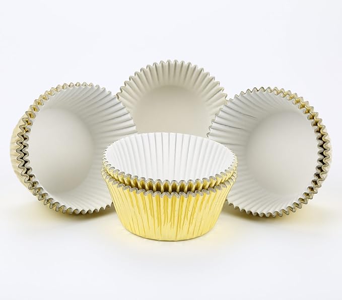 Gifbera Standard Gold Foil Cupcake Liners Wrappers Metallic Baking Cups, 200-Count