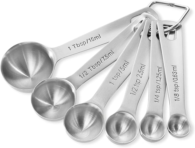 Last Confection Stainless Steel Measuring Spoons, Set of 6 for Dry Spices and Liquid Cooking & Baking Ingredients