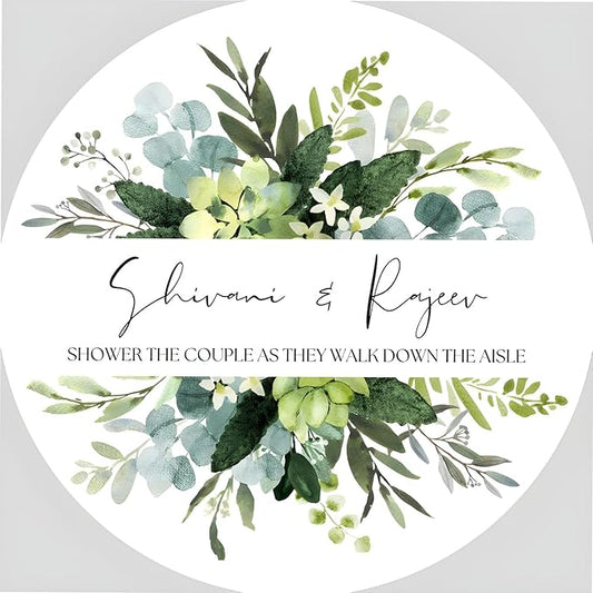 Custom Stickers for Weddings, Birthdays & Businesses - Personalized Labels with Your Logo - Waterproof, Fade and Heat Resistant - Pack of 100-1000 (Wreath Q, 3.5 Inch)