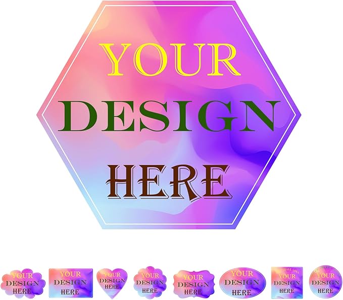 100-1000 PCS Custom Stickers Personalized Labels, JOVELLO Custom Labels Stickers for Business, Logo, Office, Parties, etc - PVC Waterproof Material(Hexagon)