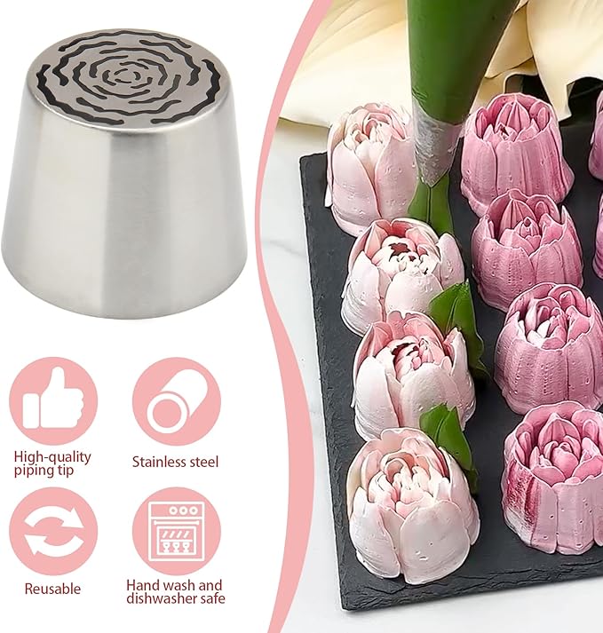 Extra Large Russian Piping Tips for Marshmallows Stainless Steel Flower Frosting Nozzles many styles Cake Decorating Baking tool for Buttercream, Cupcakes Cookies(SL84)