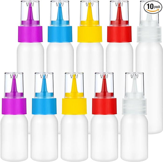 10pcs Squeeze Writer Bottles 30ml/60ml Plastic Icing Bottles Small Easy Squeeze Bottle 1 And 2 Ounce For Cakes Cookie Decorating, Food Coloring, Food DIY & Ice Cream Decoration