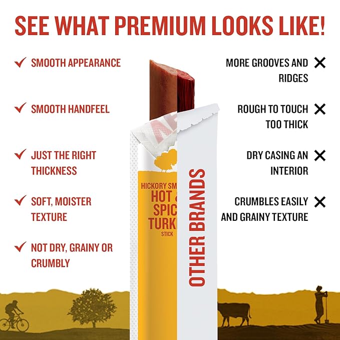 Vermont Smoke & Cure - Hot & Spicy Turkey Protein Snack - Portable Meat Snack for Adults & Kids - Smoky Chili Turkey Sticks - Individually Wrapped Jerky Snacks 1oz - 24 Count