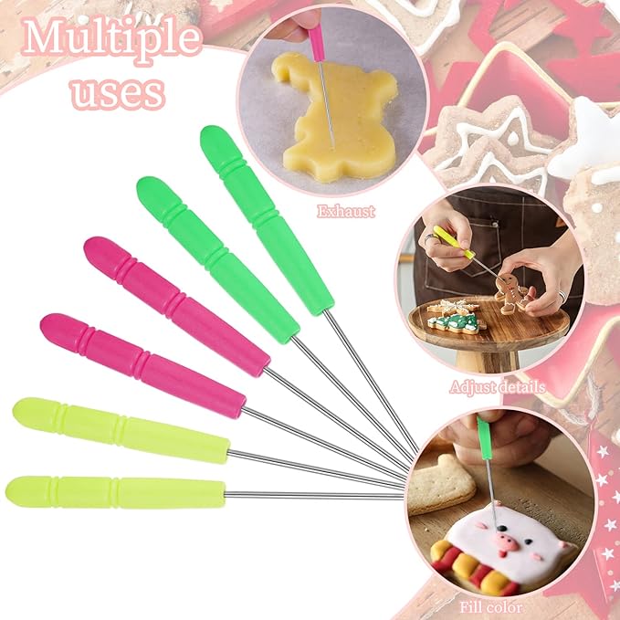 6Pcs Cookie Scribe Tool Sugar Stir Needle Stored in Plastic Box Colorful Cookie Decorating Tools Cookie Decorating Supplies for Royal Icing for Baking Lovers