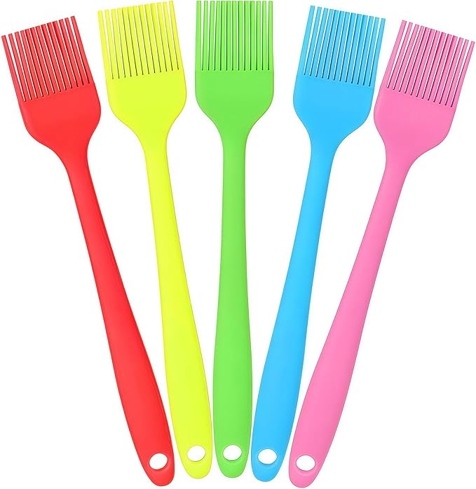 Silicone Basting Pastry Brush, Heat Resistant Food Brush Set for Cooking, One-Piece Design Oil Brush, Prefect of Baking, BBQ, Spreading Oil, Butter, Grilling and Marinade, Dishwasher Safe