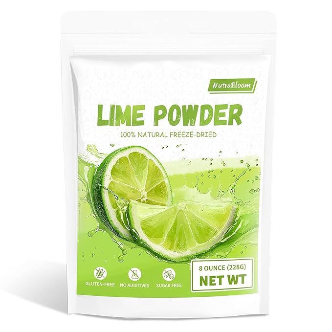 NutraBloom Lime Powder 8 Ounce, Natural Vitamin C Taste Drinkability, No Sugar or Additives Freeze Dried Lime Juice Flavor Powder for Baking, Smoothies, Beverages