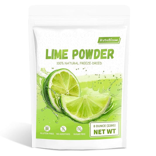 NutraBloom Lime Powder 8 Ounce, Natural Vitamin C Taste Drinkability, No Sugar or Additives Freeze Dried Lime Juice Flavor Powder for Baking, Smoothies, Beverages