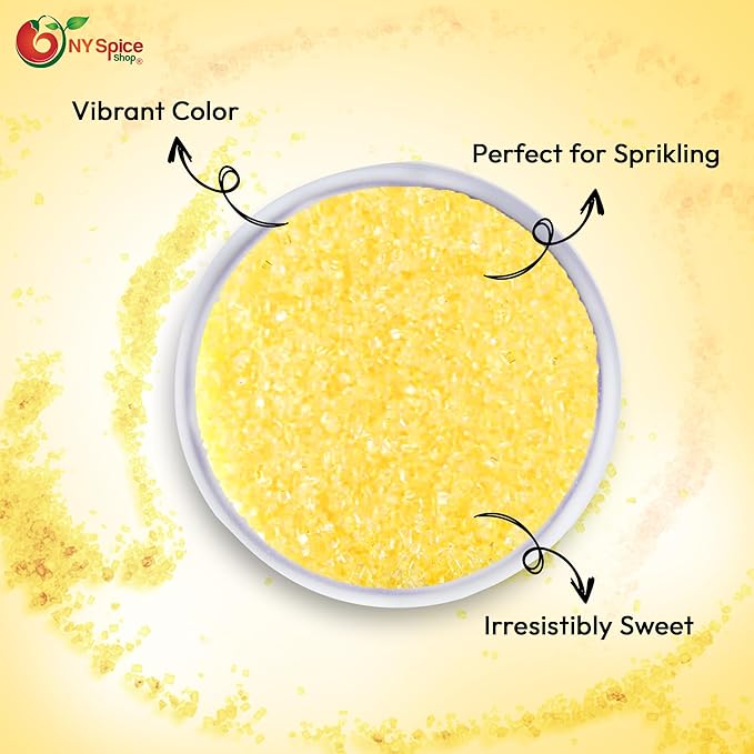 NY Spice Shop Yellow Sanding Sugar - 8 Ounce Sweet Colorful Edible Sprinkles For Candy Dish - Sugar Sprinkles For Cake Decorating Cookies Basket & Dishes