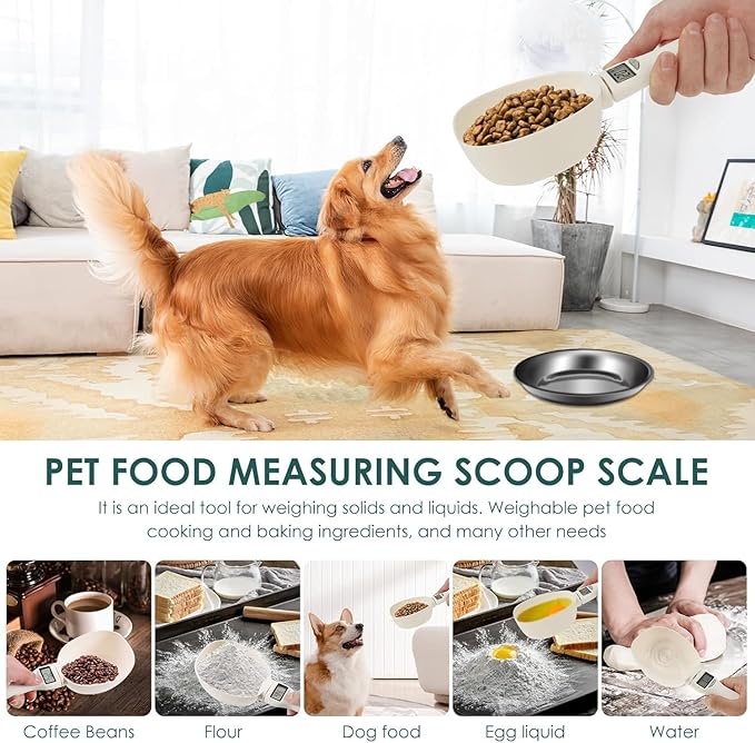 Digital Measuring Spoon, Weighing Food Measuring Scoop Scale, LCD Electronic Food Scale for Kitchen Gadgets, Baking Cooking Coffee, Pet Dog Cat Food, High Precision Grams Measuring Cup Fall Gifts