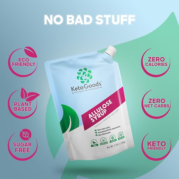 KetoGoods Allulose Simple Syrup: No carbs/calories, Keto friendly, No glycemic impact (2.5lb)