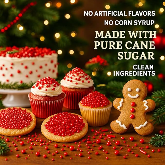 Confect Red Sprinkles Mix – Valentine’s Day, Birthday Cake & Cupcake Decoration – Includes Dragees, Jimmies & Sparkling Sugar –Edible Dessert Topping-Vegan, Gluten-Free, Nut-Free, Soy-Free, Dairy-Free, Palm Oil-Free- 5 Oz