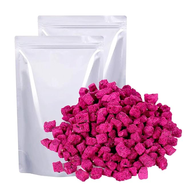 Mkostlich Freeze-dried Dragon Fruit, 200g/2x3.52oz Dragon Fruit Snacks with 1 Ingredients, No Sugar Added, Dragonfruits Cube for Drink, Baking, Breakfast Cereal
