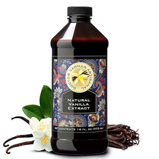 Natural Vanilla Extract - Bourbon, Madagascar, Kosher, Sugar free, GMO free, gluten free, and additive free (16oz)