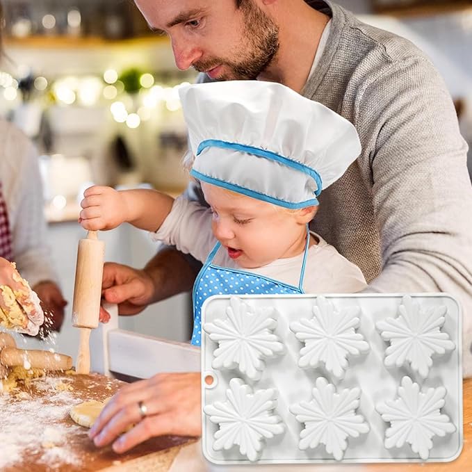 1 Pcs Snowflake Silicone Mold Christmas Chocolate Cake Molds Holiday Candy Baking Fondant Molds Christma Silicone Trays Pan Mold Festival Handmade Soap Ice Cube Biscuit Moulds