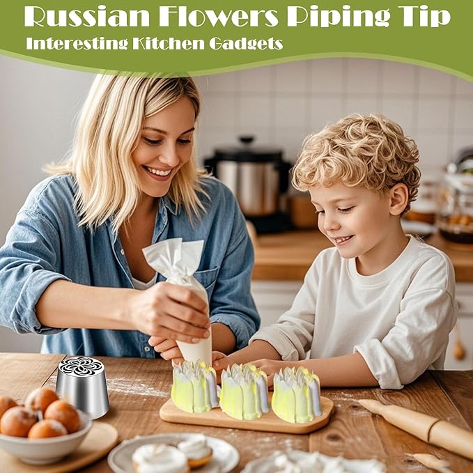 FANTEXY Extra Large Russian Piping Tip – Food Grade Stainless Steel Flower Frosting Nozzles for Cake Decorating, Baking Supplies, Buttercream Flowers, Pastries,Dishwasher Safe SL64