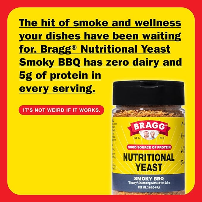 Bragg Nutritional Yeast Smoky BBQ Seasoning - 3 oz - Dairy-Free Parmesan Cheese Substitute - Perfect for Salads, Pastas, Popcorn, and More